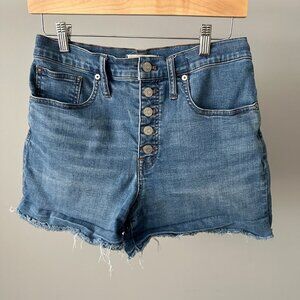 Madewell High Rise Denim Shorts Distressed Size 28